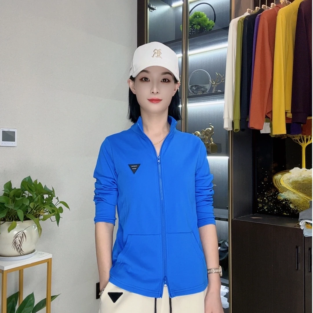 春秋休闲运动长袖立领设计双拉链显瘦女款上衣
