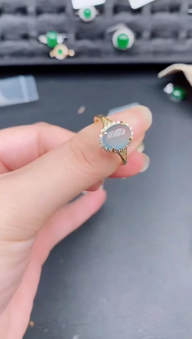 银S925镶嵌戒指翡翠天然a货翡翠281
