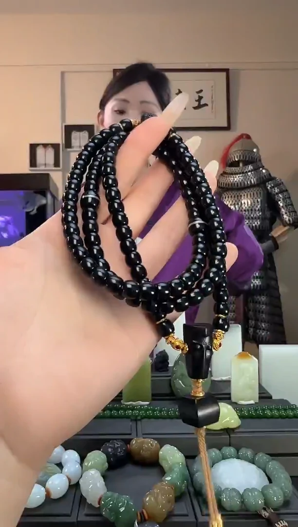 颈饰未镶嵌和田玉青玉老型长链