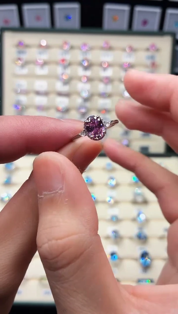 戒指彩色蓝宝石银S925镶嵌1888