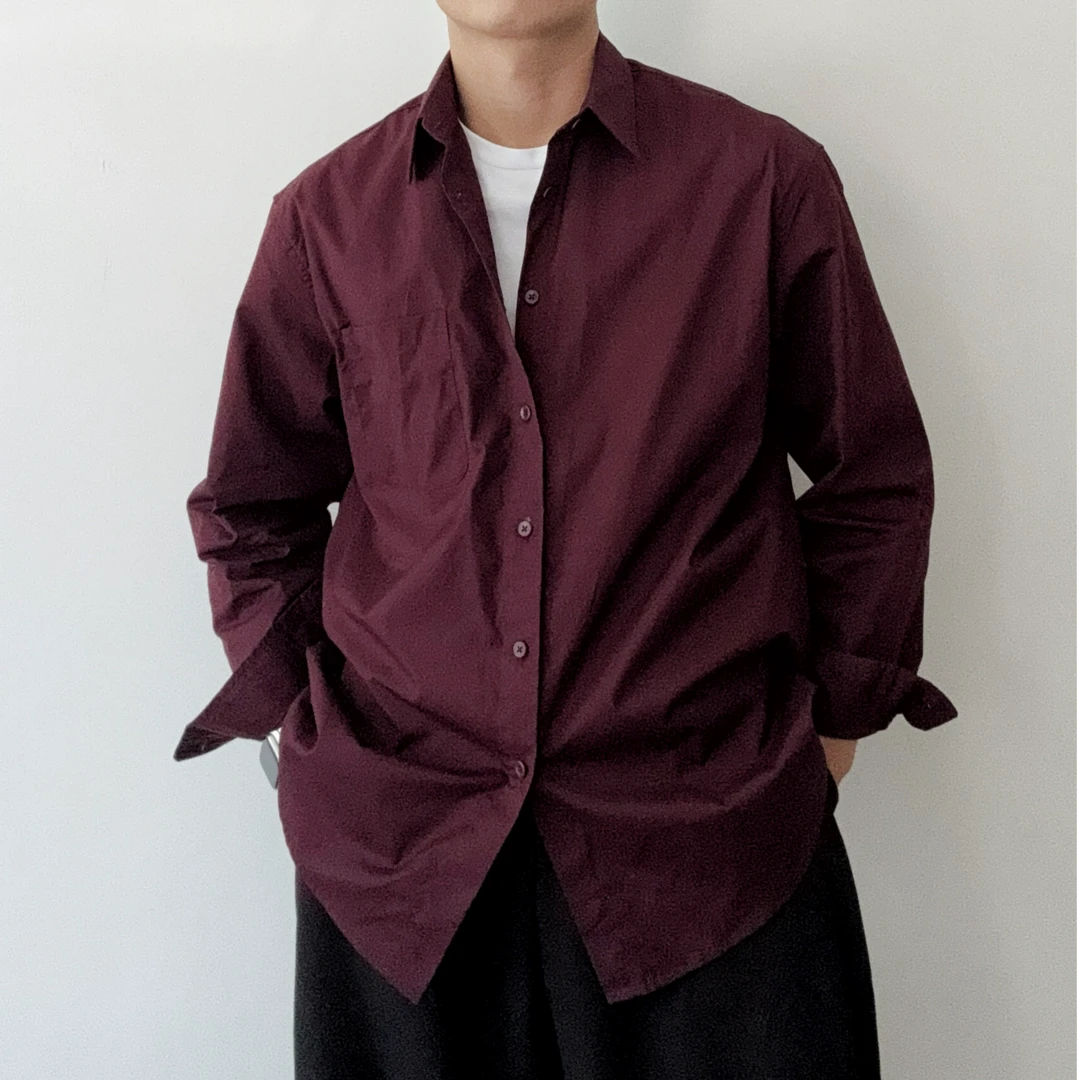 2025春夏新款 宽松版型 cleanfit 纯棉长袖衬衫 纯色无logo