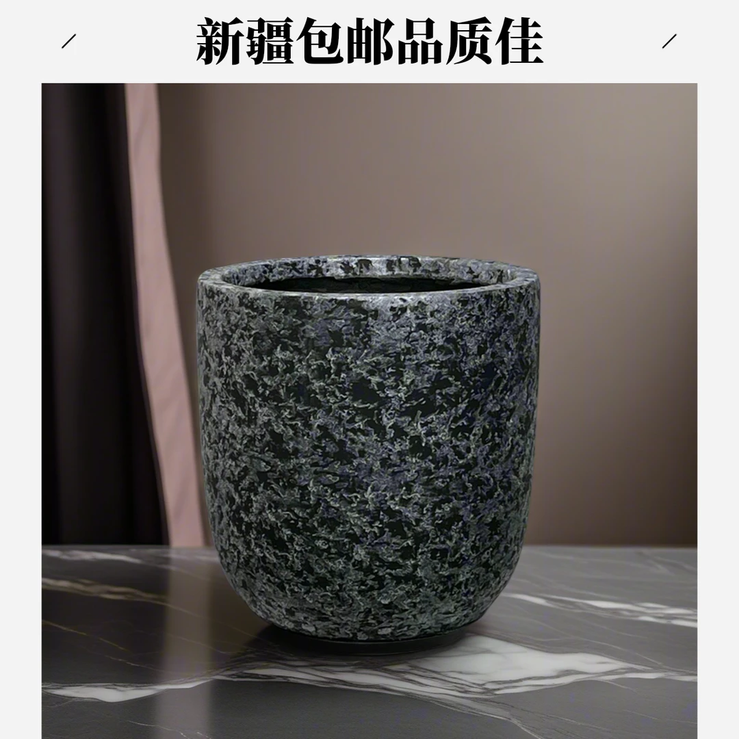 新疆包邮镁泥花盆水滴圆筒落地花盆适合龟背竹鸭掌木千年木