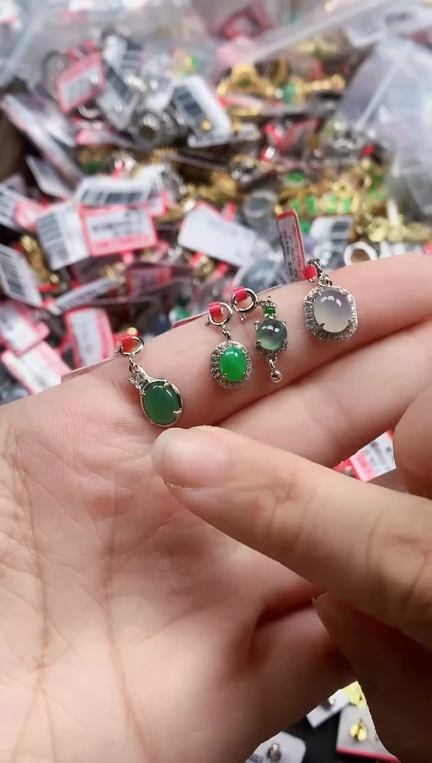 银S925镶嵌戒指翡翠天然A货缅甸翡翠