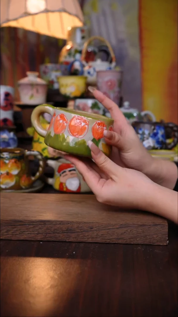 杯子陶泥垚手作 景德镇手工手绘陶瓷器物
