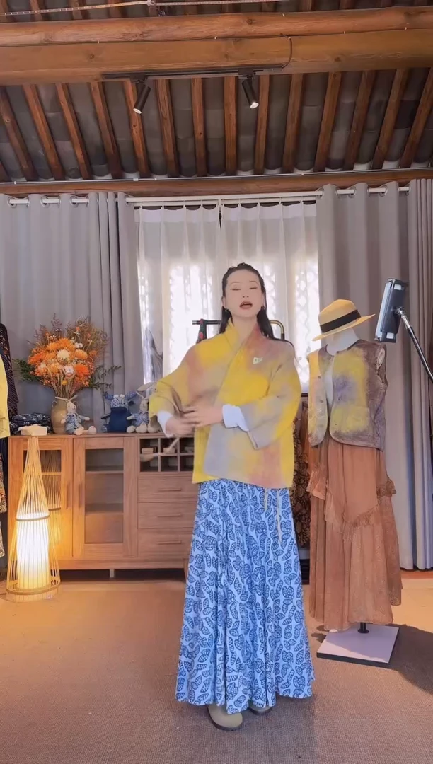 【闪购商品】设计师款花果染斜绑带外套