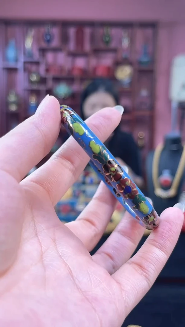 非遗 景泰蓝手镯 湖蓝色开口60圈 0.8