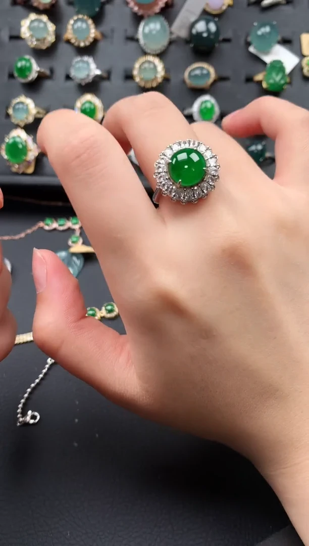 【闪购商品】翡翠戒指银S925镶嵌64366