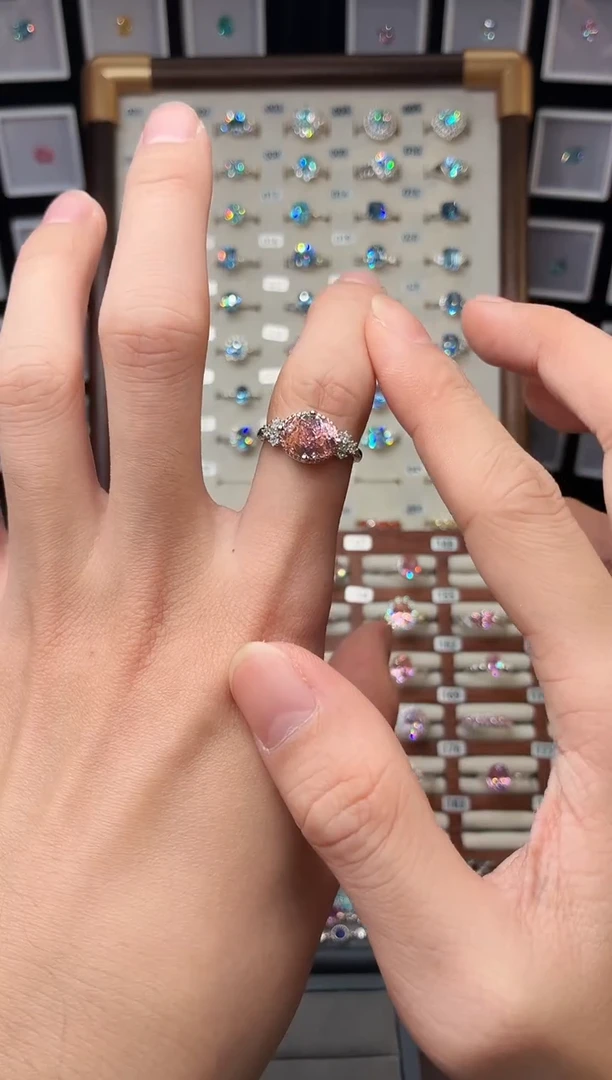 戒指彩色蓝宝石银S925镶嵌1888