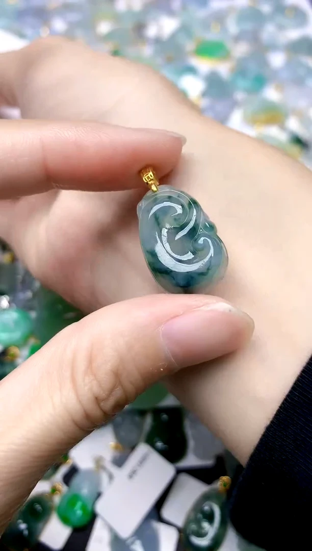 颈饰银S925镶嵌翡翠天然A货翡翠