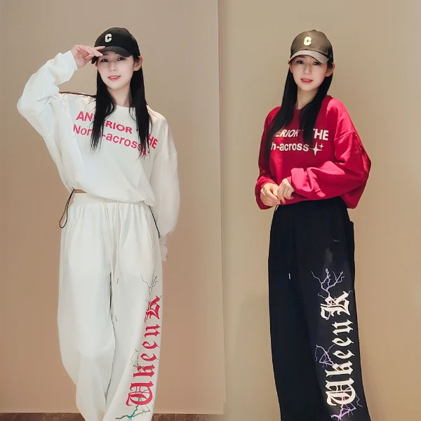 Y7737春款字母抽绳卫衣＋7738宽松休闲卫裤时尚阔腿