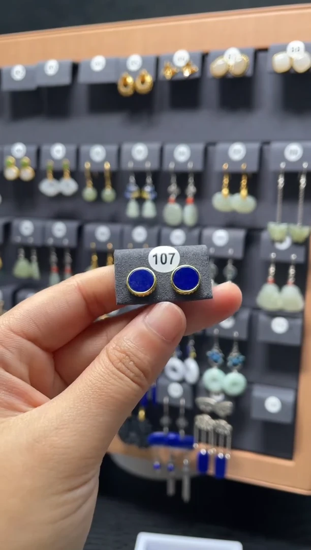 【闪购商品】青金石耳饰银S925镶嵌0107