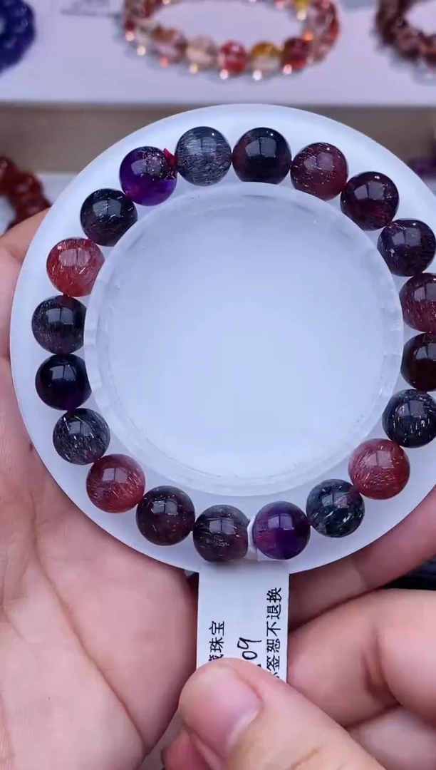 水晶手链未镶嵌黑加仑超七单圈9m+