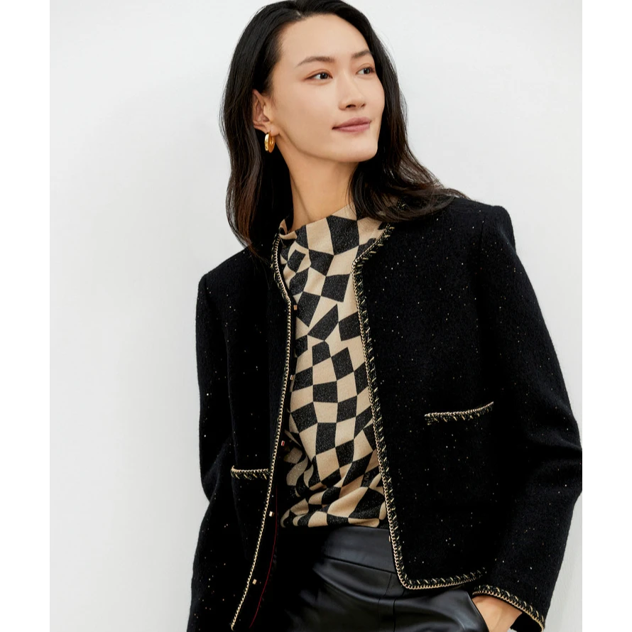 【婷婷专属】春秋优雅小香风半高领针织上衣女LZ02747W0