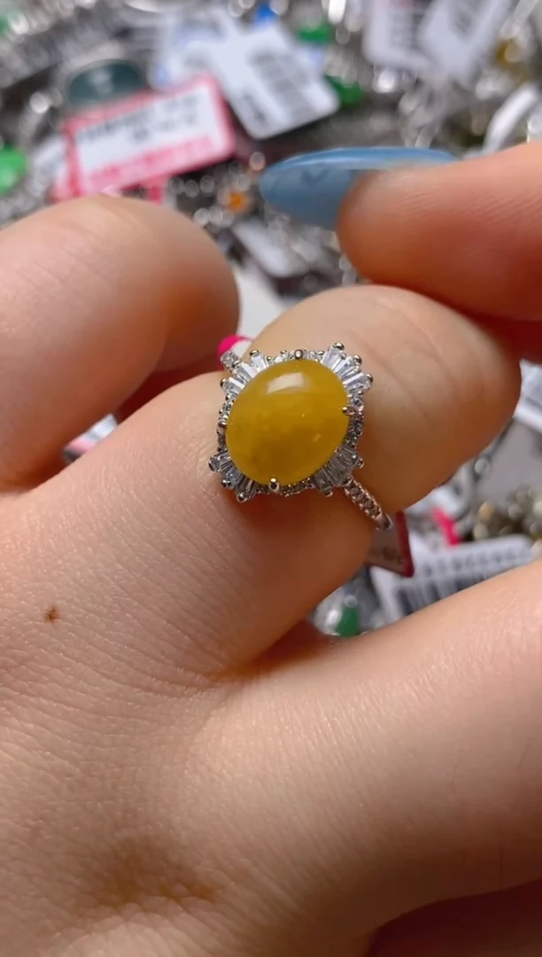 银S925镶嵌戒指翡翠百内无证书