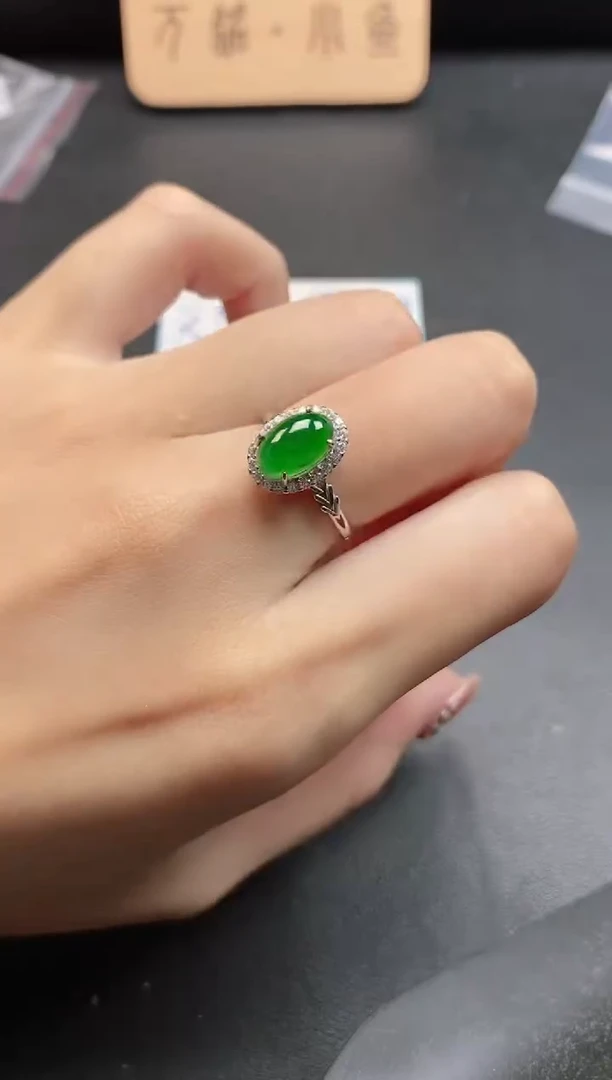 银S925镶嵌戒指翡翠1