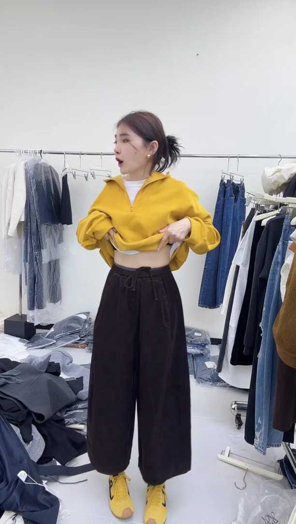 灯芯绒裤子红咖色M码
