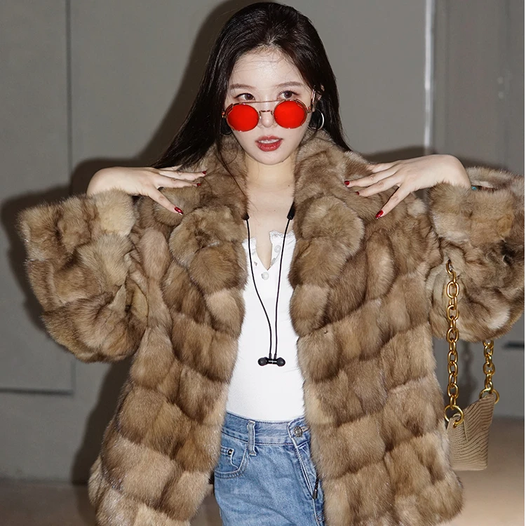 COCI FUR俄罗斯满天星SOBOL大衣短款外套 加厚西装领短款