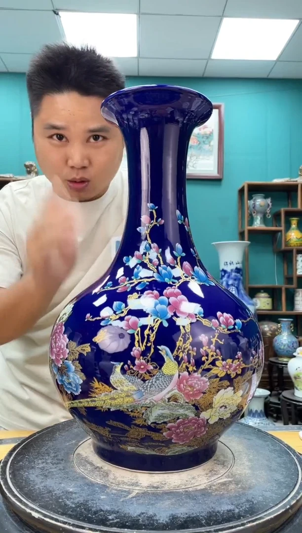摆件祭蓝赏瓶陶瓷摆件