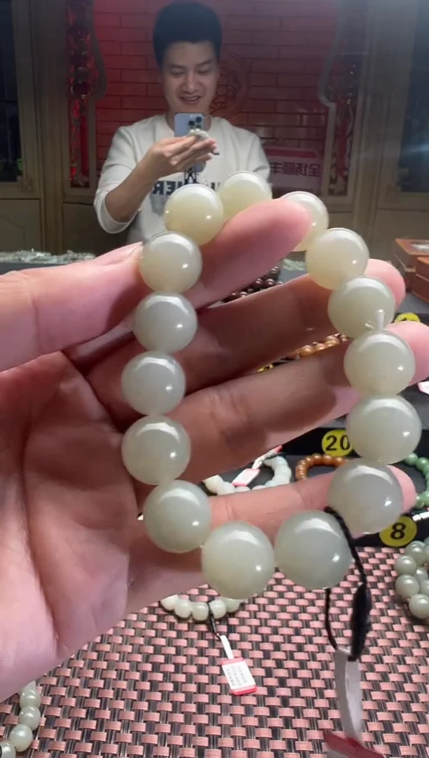 【闪购商品】和田玉手串未镶嵌且末料青白玉手串卡14