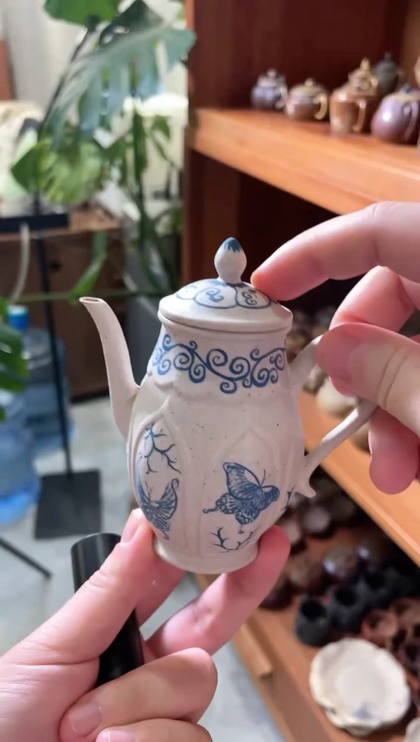 【闪购商品】紫砂茶壶高身桶青花胡