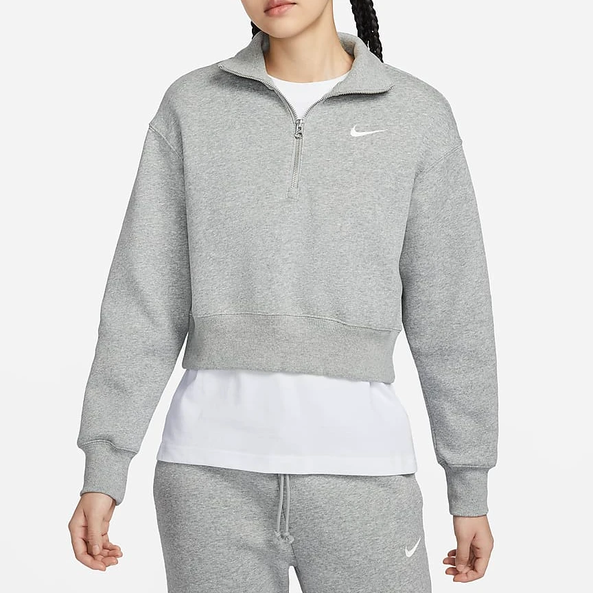 【耐克专属】NIKE耐克女NSW PHNXCROP立领针织加绒套头衫DQ5768-063