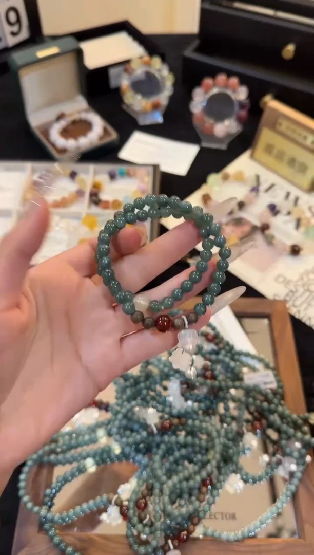 未镶嵌手链水晶蓝水翡翠双圈x3187