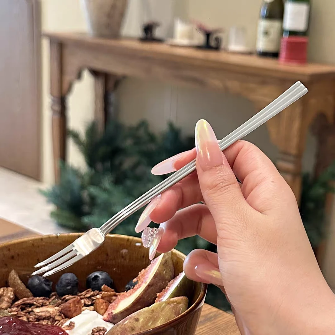 提琴叉304不锈钢提琴叉高级琴弦水果叉甜品叉两支装