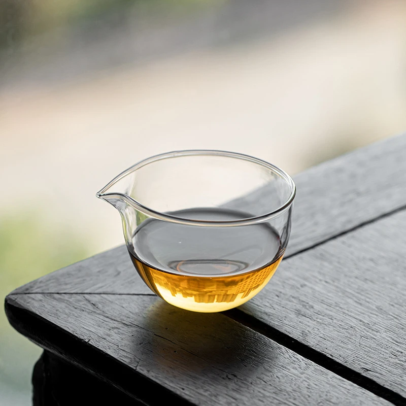 日式透明公道杯高硼硅玻璃加厚圆形不倒翁匀杯公道杯玻璃公道杯