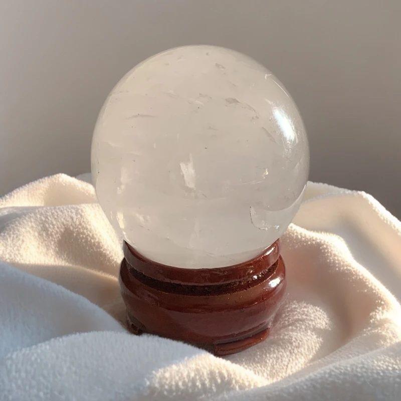 天然粉水晶球摆件