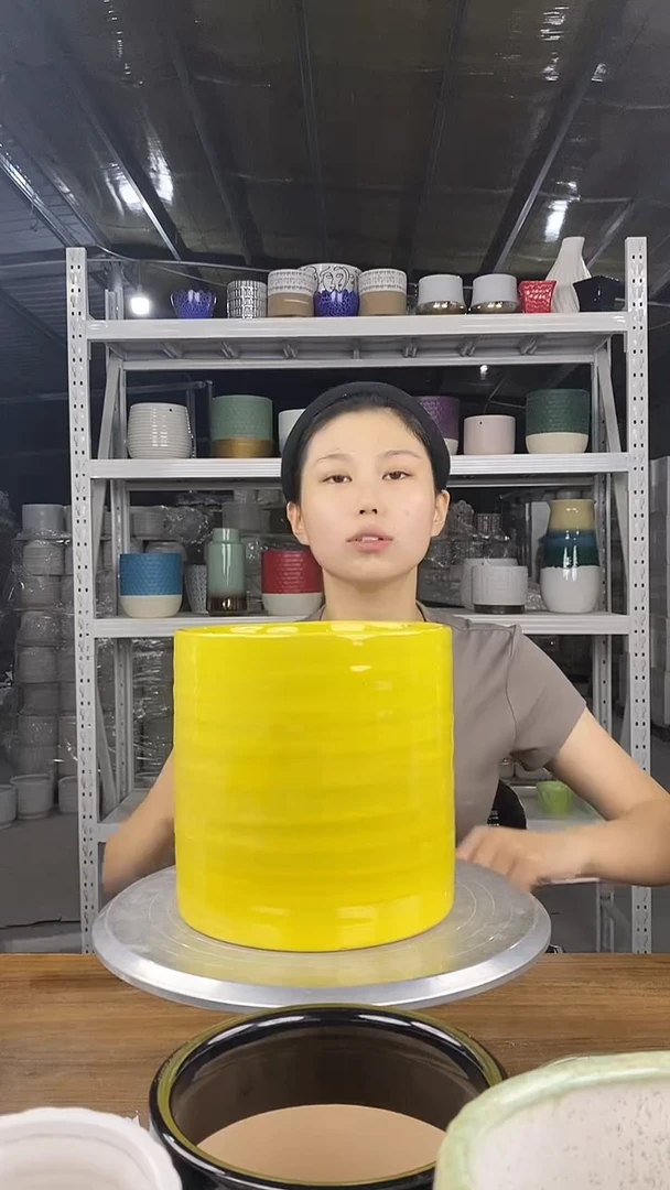 默认打孔陶瓷花盆宽高19-19