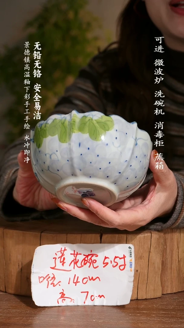 碗陶瓷景德镇高温瓷釉下彩手绘陶瓷