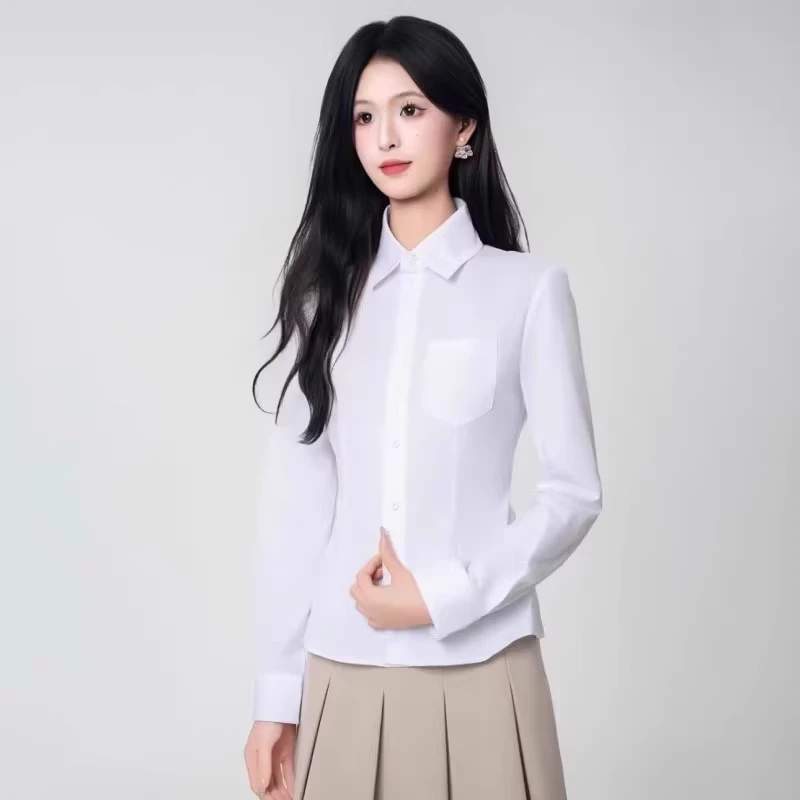 GD女装商场同款2025春夏新款翻领条纹修身显瘦长袖衬衫衬衣530022