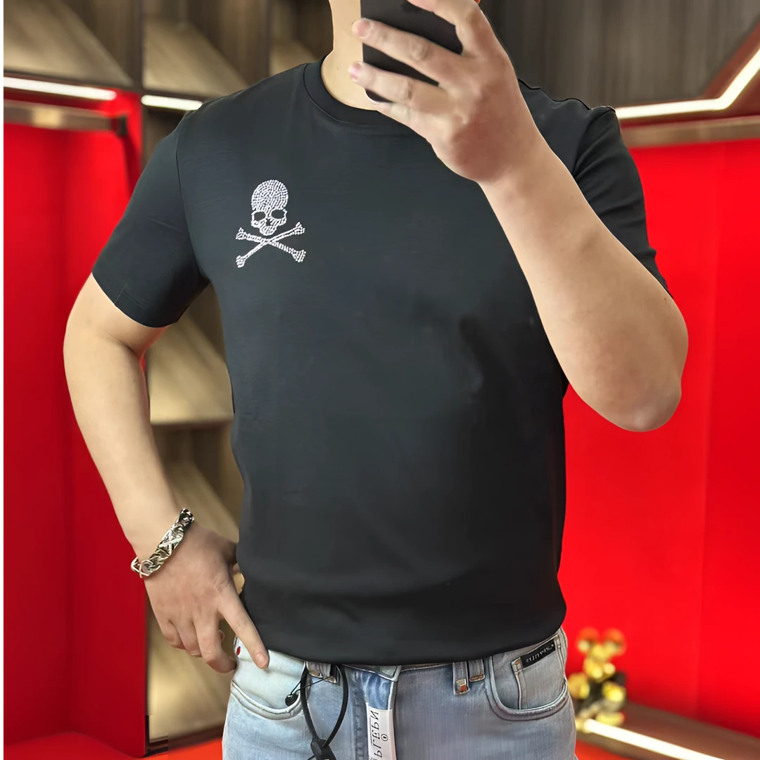 PP正品25新款潮牌液氨棉高品质欧货净版烫钻骷髅头潮流T恤衫03825