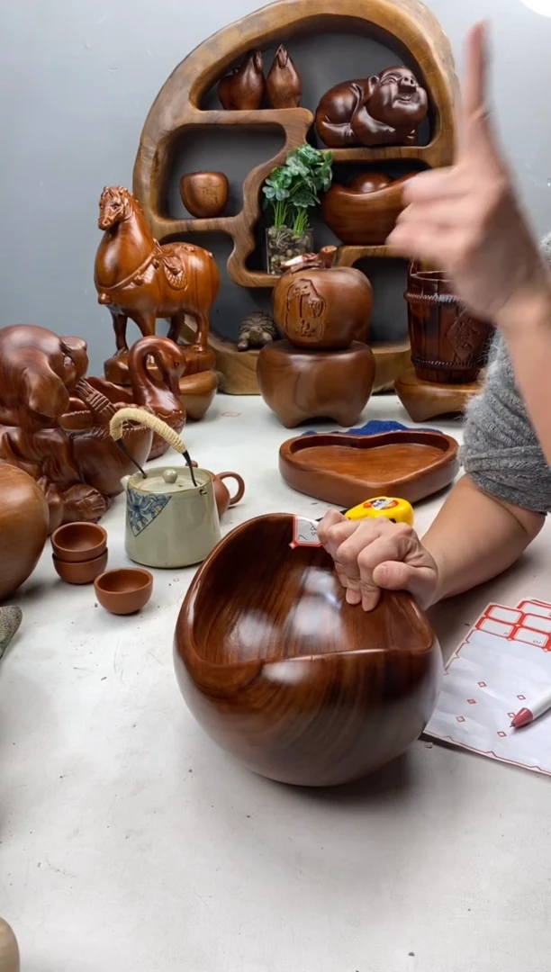 香樟木A7精品元宝果盆/尺寸23*16*12