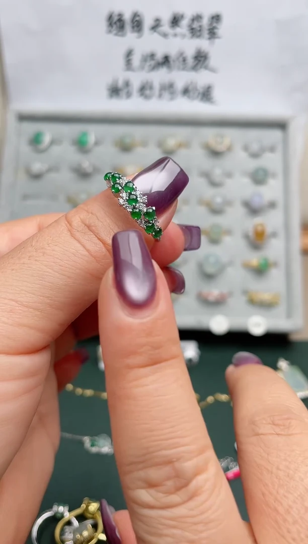 翡翠戒指银S925镶嵌.