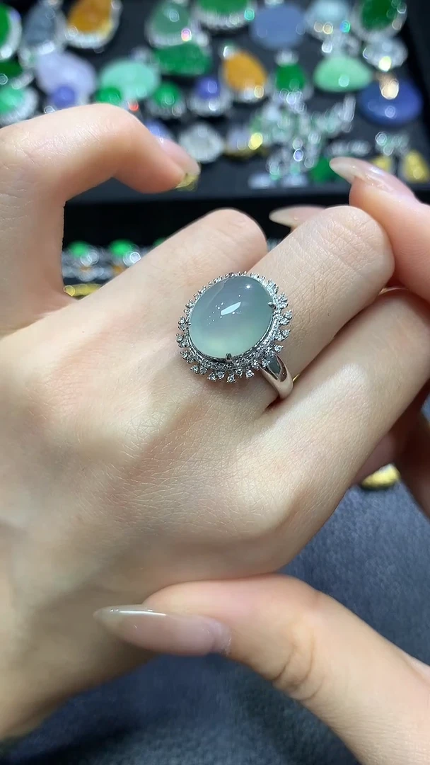 翡翠戒指18K金镶嵌10团购