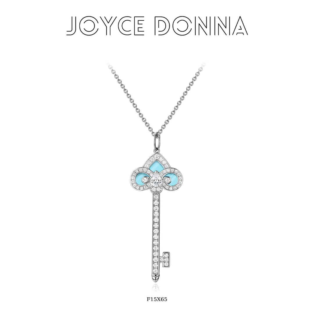 925银 镀K金 法式气质高级感精致蓝色钥匙项链 F15X65