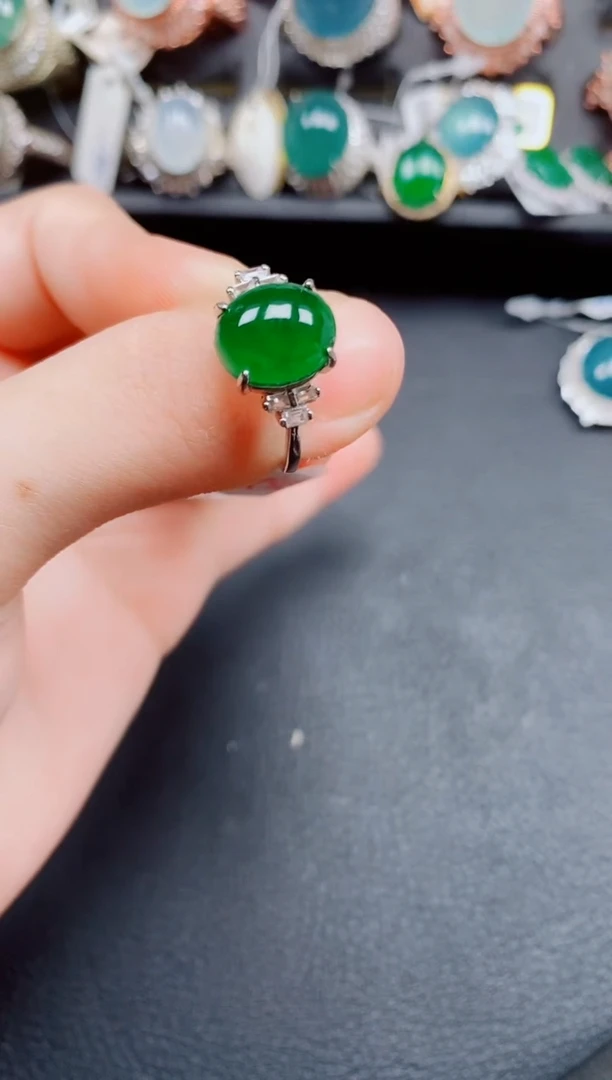 银S925镶嵌戒指翡翠翡翠