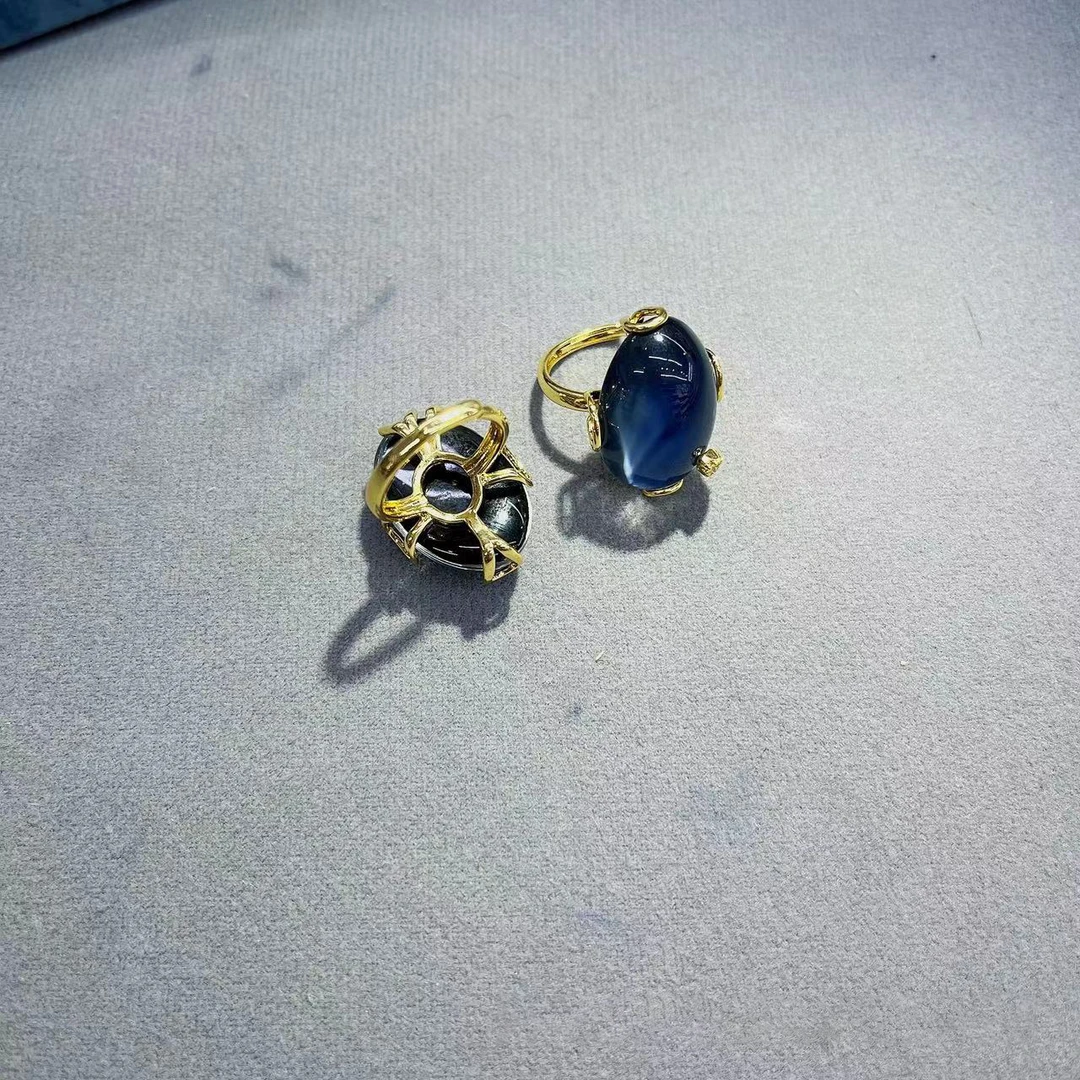 铜合金戒指 【180】法式小众流行个性款蓝色感温戒指