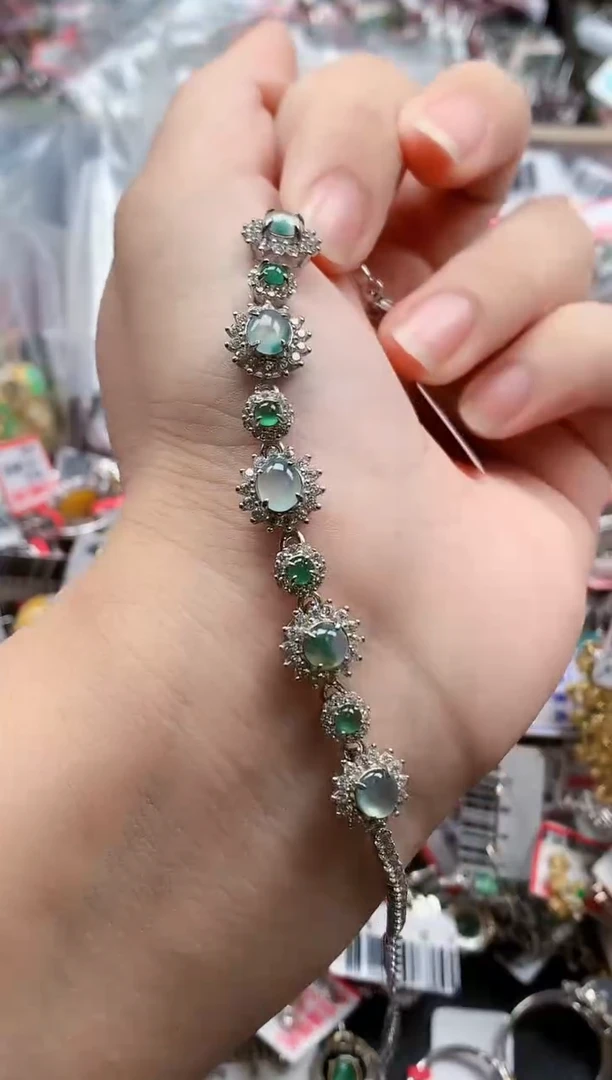 银S925镶嵌戒指翡翠天然A货缅甸翡翠