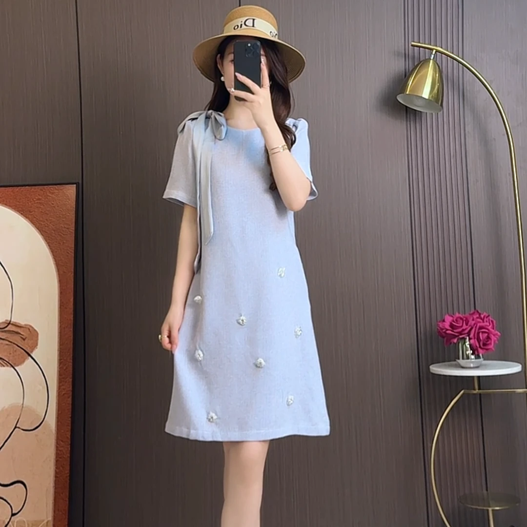 2025夏季新款法式小香风蝴蝶结显瘦女装连衣裙B816