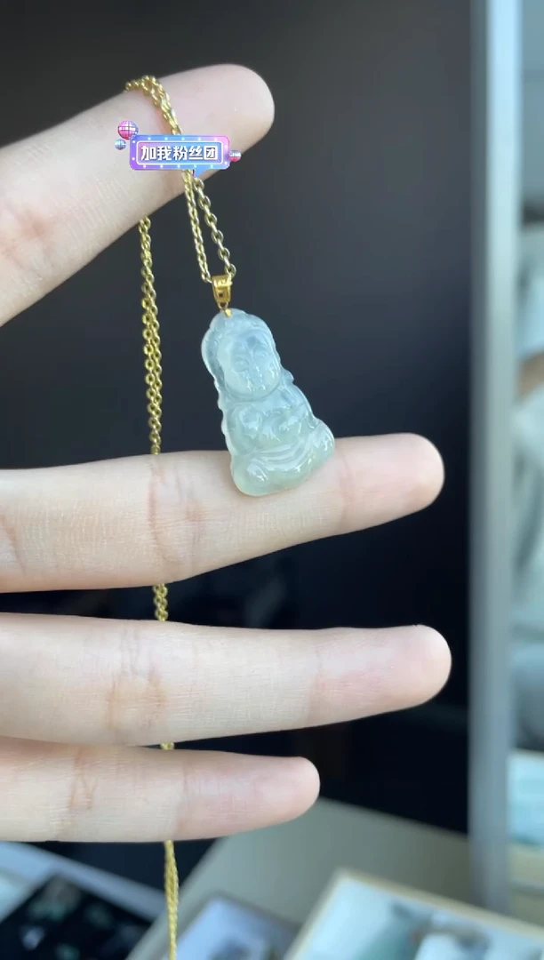 吊坠(不含链)18K金镶嵌翡翠天然缅甸A货翡翠
