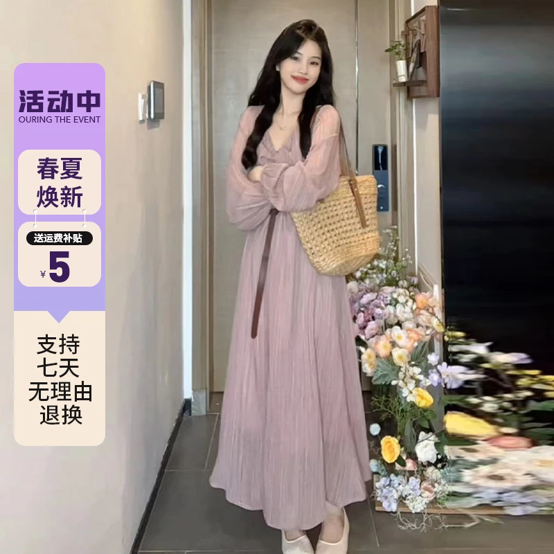 法式温柔风气质长袖连衣裙子女秋季2024新款连衣裙秋冬高级感