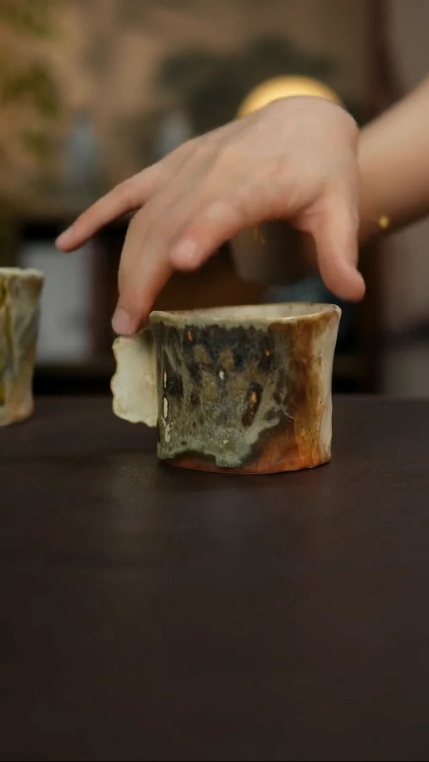 杯景德镇陶瓷杯碗柴烧多人