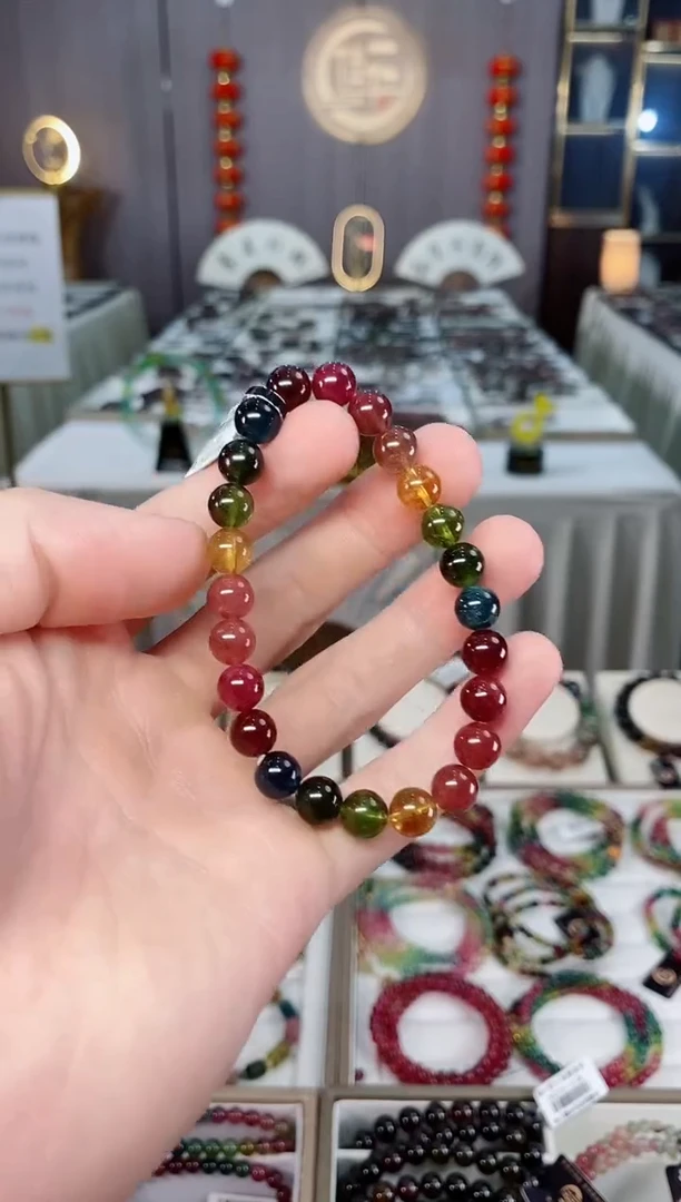 未镶嵌收藏级老矿碧玺单圈手串7mm+碧玺xion多样性发一条