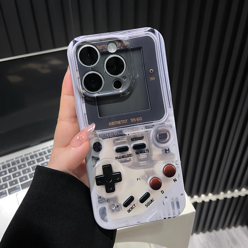 白色游戏机适用iphone16菲林精孔硬壳手机壳华为vivo小米oppo