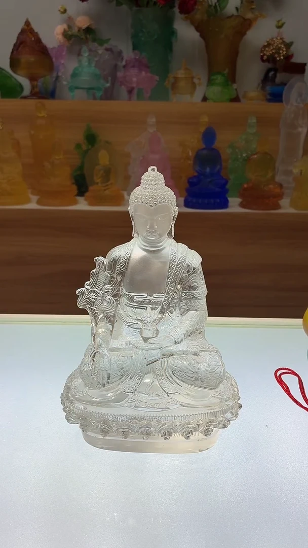 琉璃手工艺品菲*白色药师佛21公分