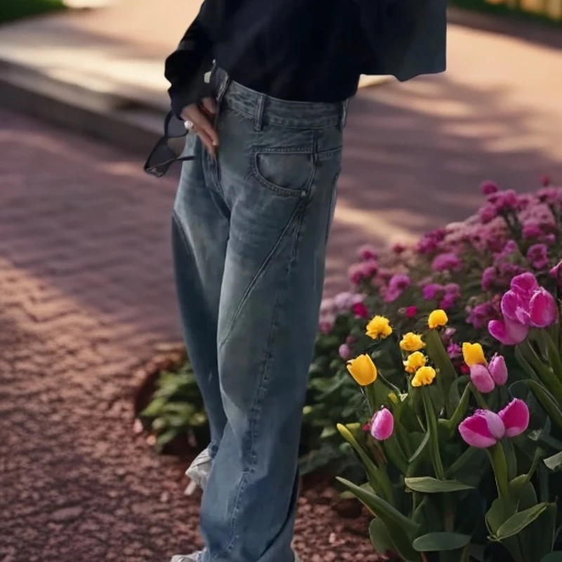 JING2025新款洋气时尚百搭直筒裤牛仔