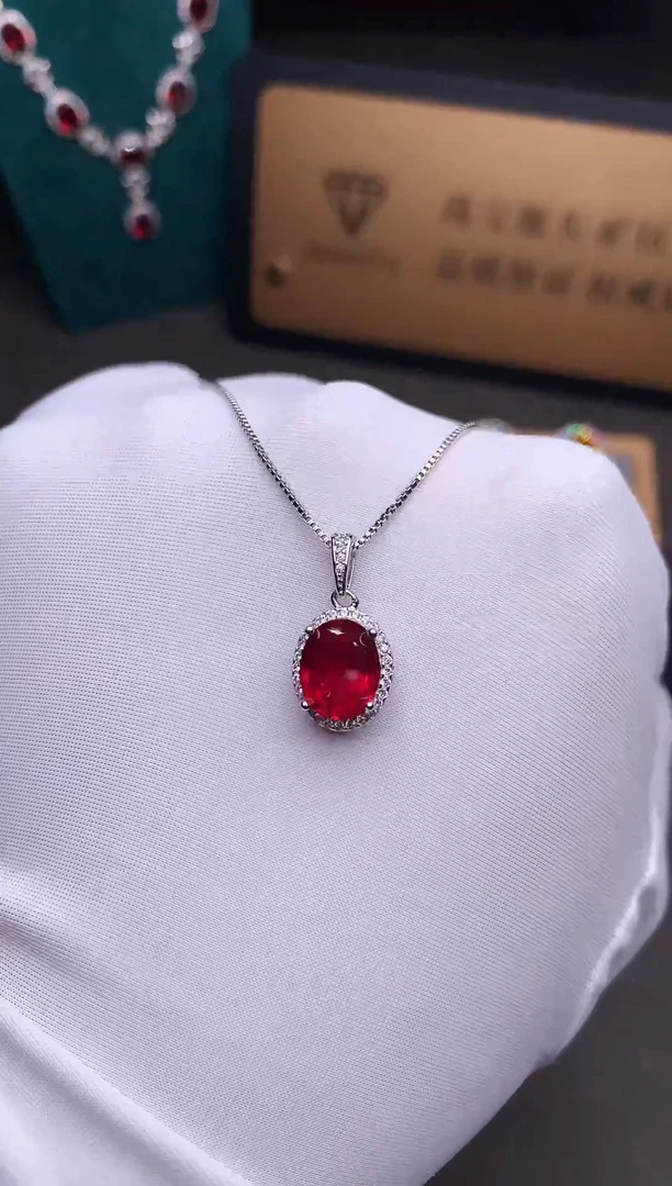 颈饰银S925镶嵌红宝石.....