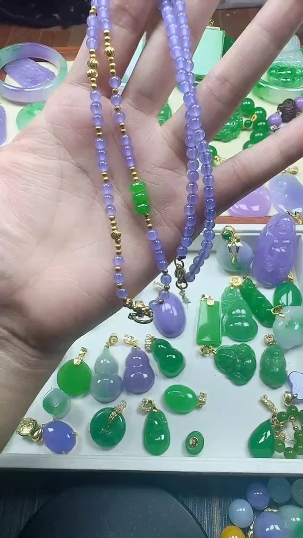 颈饰未镶嵌翡翠紫毛衣链
